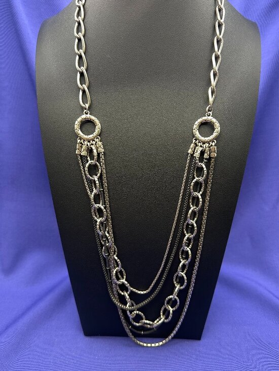 Brighton Jewelry - Brighton Pebble Cascade 5-Strand Gunmetal & Silver-Plated Chains